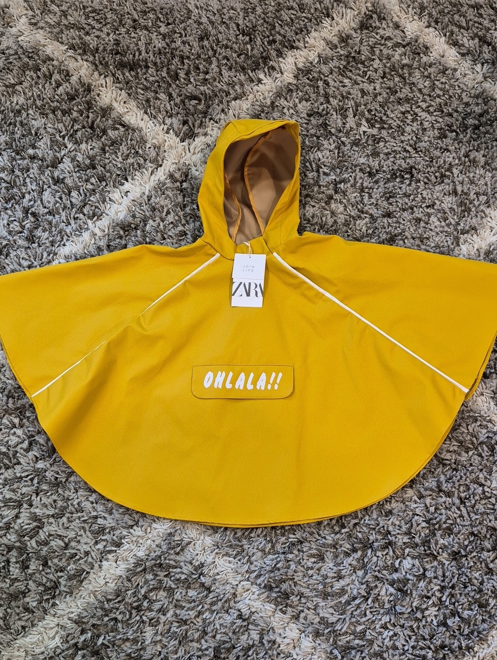 Zara Yellow Hooded Poncho Raincoat